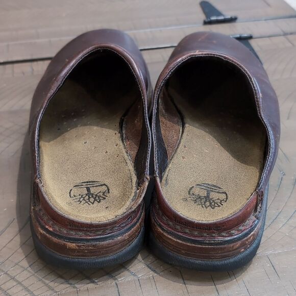 Timberland Brown Leather Slip-On Mules Sz 9 - Picture 4 of 8